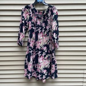 KappAhl floral paisley smocked 3/4 sleeve dress